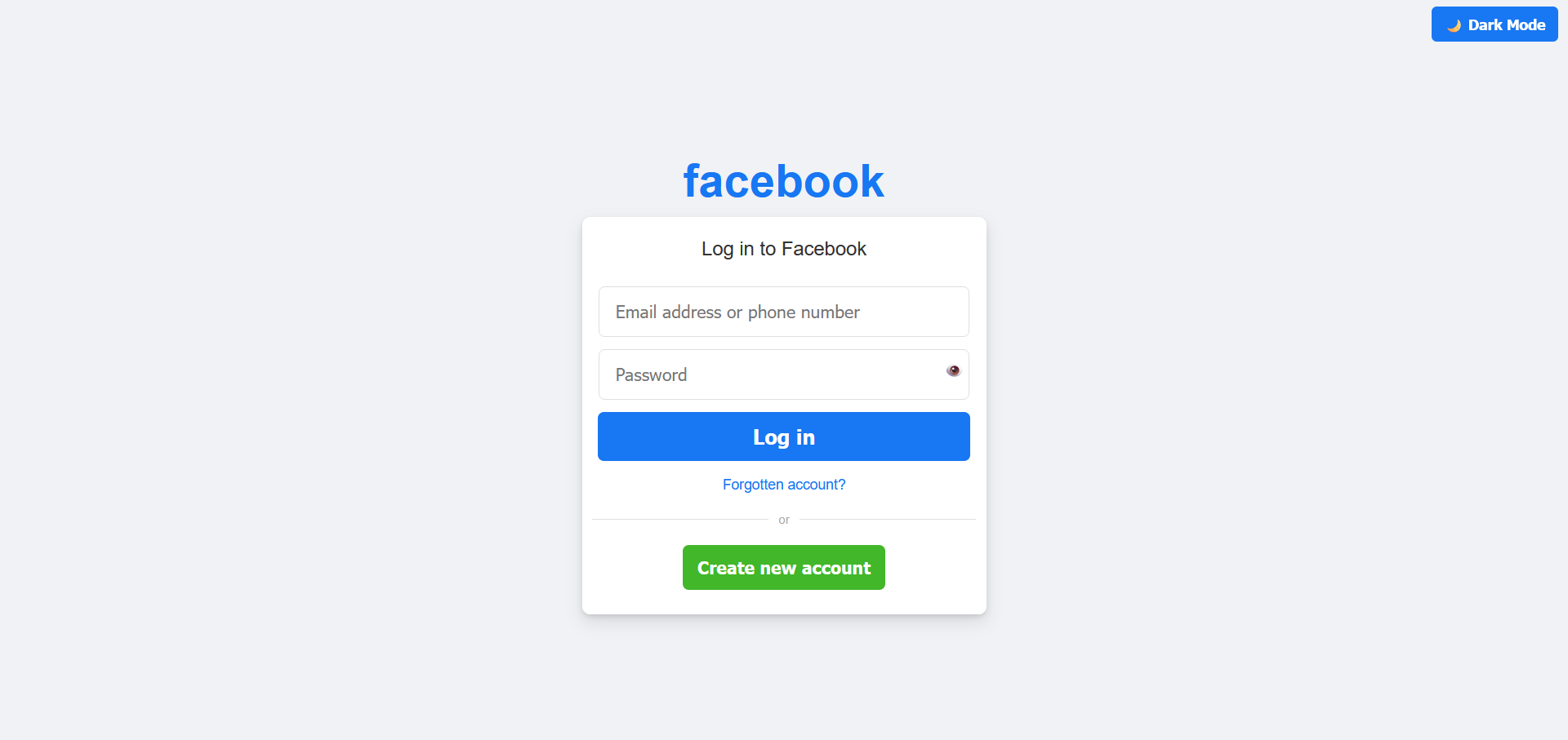 Facebook Login Page Clone